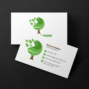 Carte De Visite Entretien de pelouse de service d'arbre vert marro