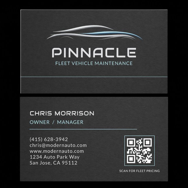 Carte De Visite Entretien de Véhicules de Flotte Code QR Professio (Créateur téléchargé)