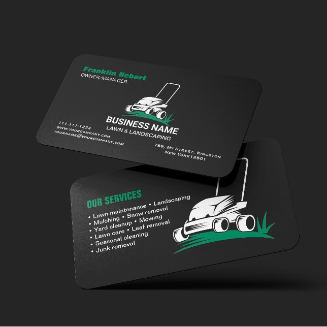 Carte De Visite Entretien et service professionnel de pelouse vert (Créateur téléchargé)