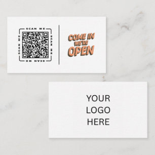 Carte De Visite Entrez, nous sommes ouverts   Code QR et logo pers