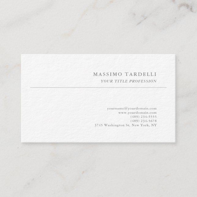 Carte De Visite Épais Luxueux Classique Simple Professionnel (Devant)