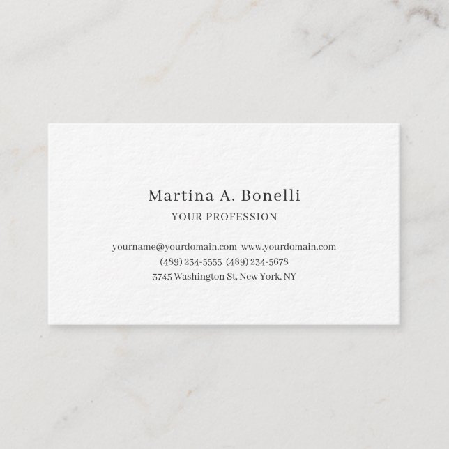 Carte De Visite Épais Premium Unique Élégant Plain Simple Spécial (Devant)