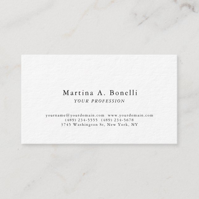 Carte De Visite Épais Premium Unique Élégant Plain Simple Spécial (Devant)