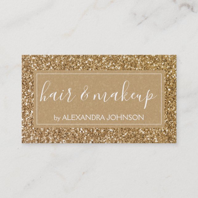 Carte De Visite Épersion d'or et Parties scintillant Cheveux et ma (Devant)