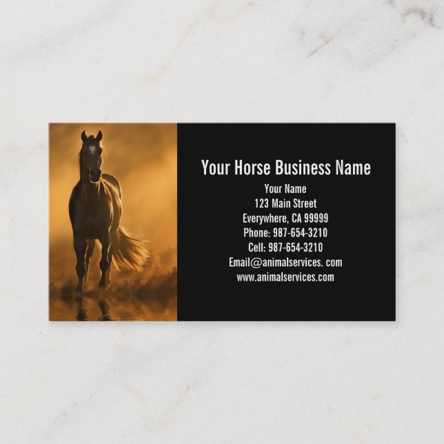 Carte De Visite Equine Horse Boarding Lessons Vet Business (Devant)