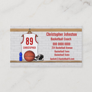 Carte De Visite Équipe cycliste White and Red Basketball