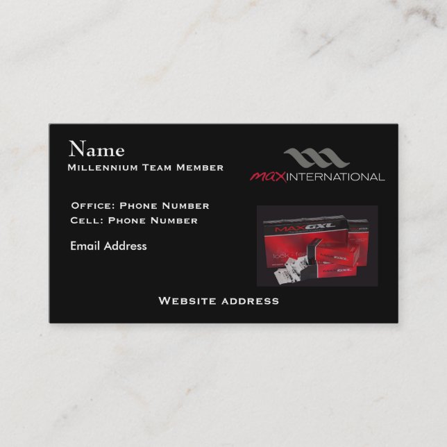 Carte De Visite Équipe maximum de millénaire (Devant)