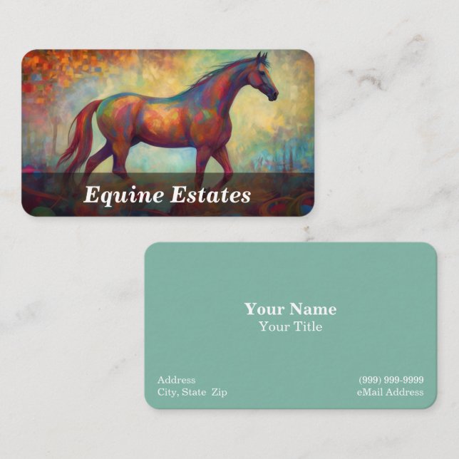 Carte De Visite Équitation / Équin / Cheval (Devant / Derrière)