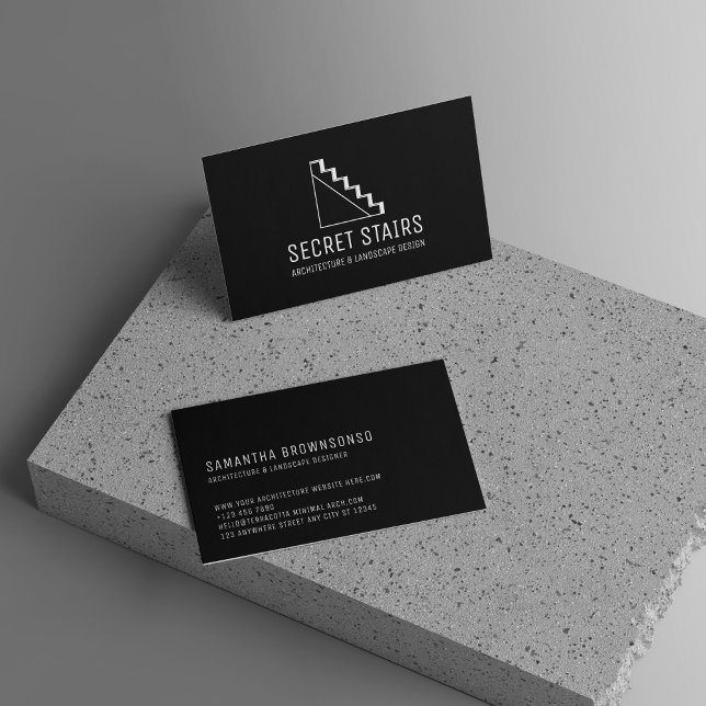 Carte De Visite Escalier Triangle Échelle d'Architecture Noire (Black Architecture Stairs Triangle Ladder Business Card)