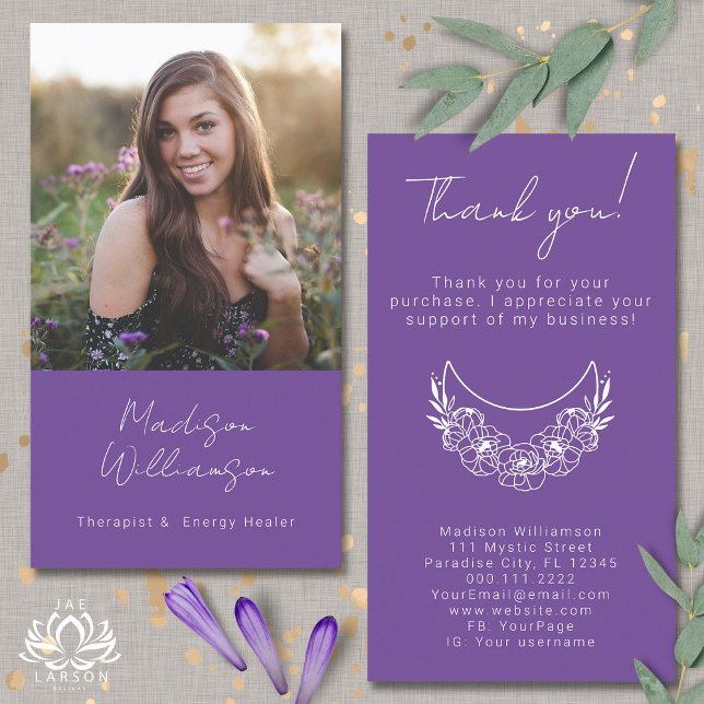 Carte De Visite Esoteric Psychic moderne Photo Merci client (Créateur téléchargé)