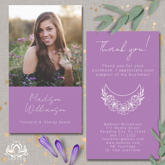 Carte De Visite Esoteric Psychic moderne Photo Merci client (Créateur téléchargé)