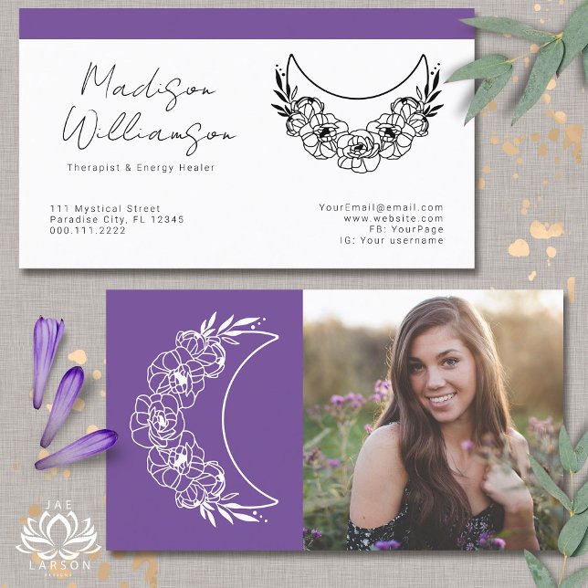 Carte De Visite Ésotérique Energie Psychique Moderne Croissant Lun (Créateur téléchargé)