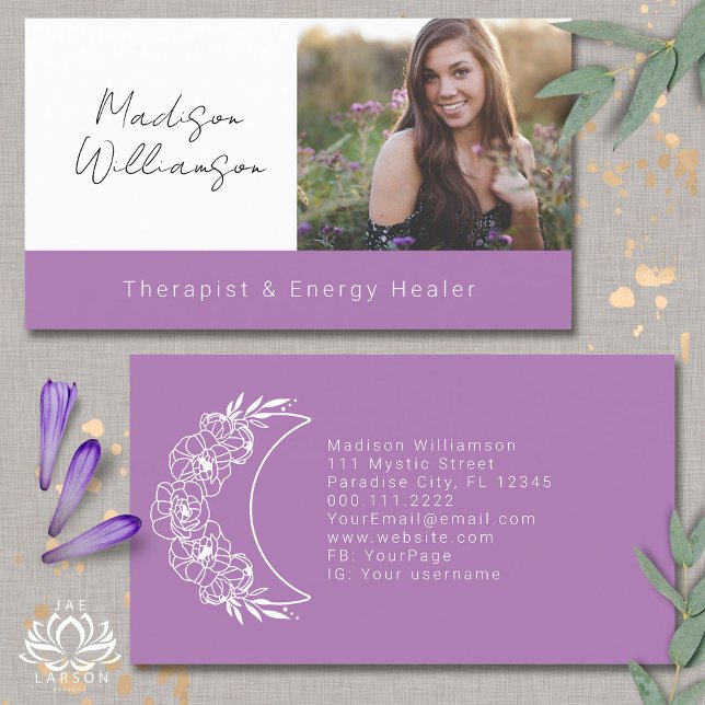 Carte De Visite Ésotérique Energie Psychique Moderne Croissant Lun (Créateur téléchargé)