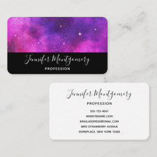Carte De Visite Espace rose et violet et étoiles Faux Galaxy