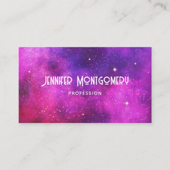 Carte De Visite Espace rose & violet & Étoiles Faux Galaxy (Devant)