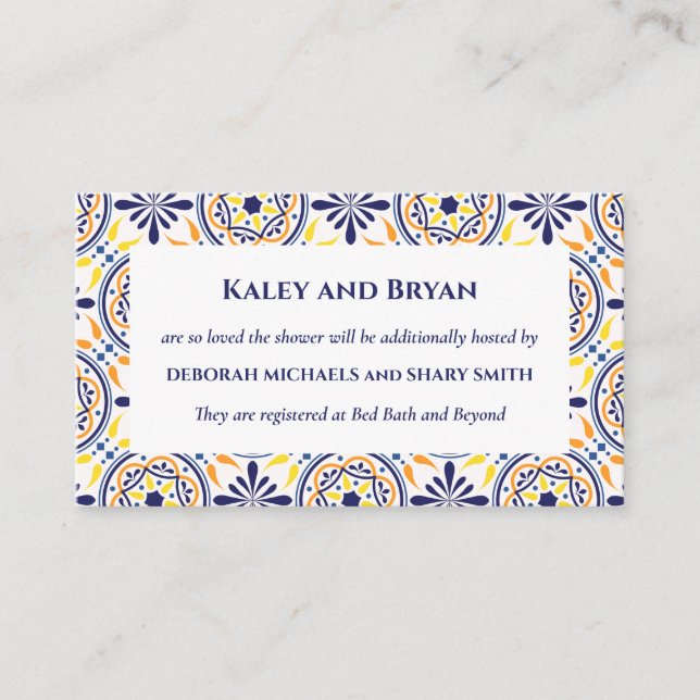 Carte De Visite Espagnol Tile Jaune Méditerranéenne Custom V1 (Devant)