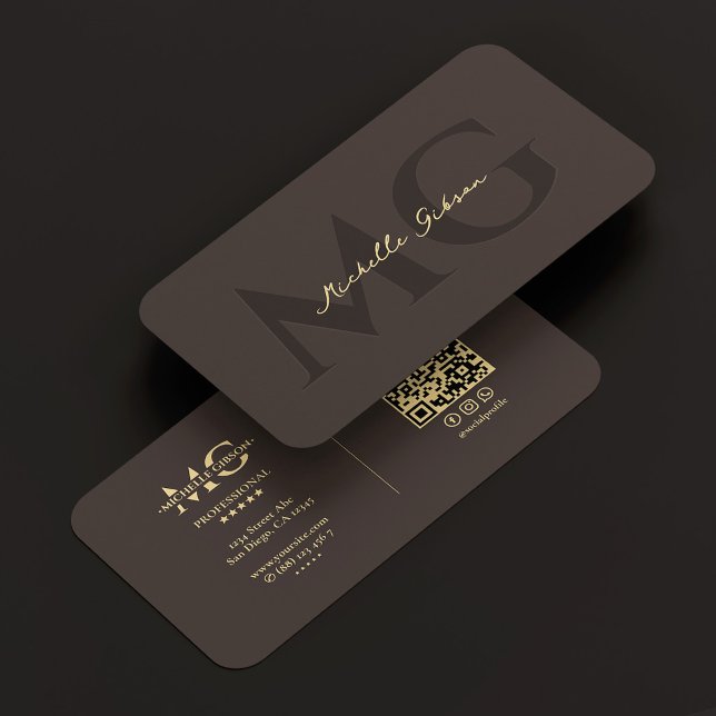 Carte De Visite Espresso Luxe Professionnel Initiales Moderne (Espresso Luxury Professional Initials Modern Business Card
)