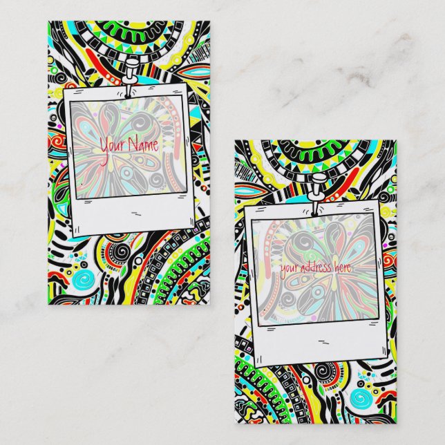 Carte De Visite Esquisse Imaginaire Art - Fleurs Abstraites 3 (Devant / Derrière)