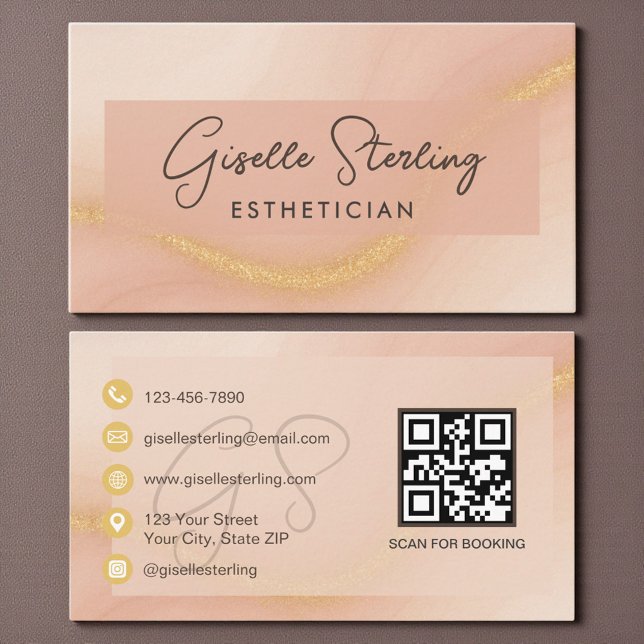 Carte De Visite Esthetician Watercolor QR Code (Créateur téléchargé)