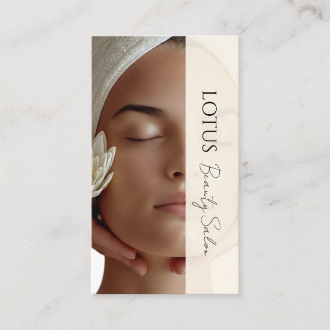 Carte De Visite Esthéticien Beige Beige QR Code & Photo (Devant)