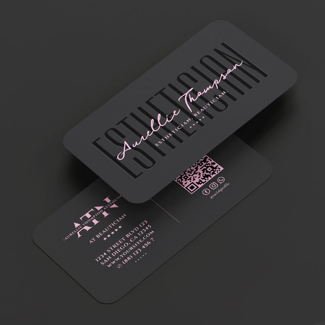 Carte De Visite Esthéticienne Cosmétologue Black Pink (Aesthetic Beautician Cosmetologist Black Pink Business Card
)