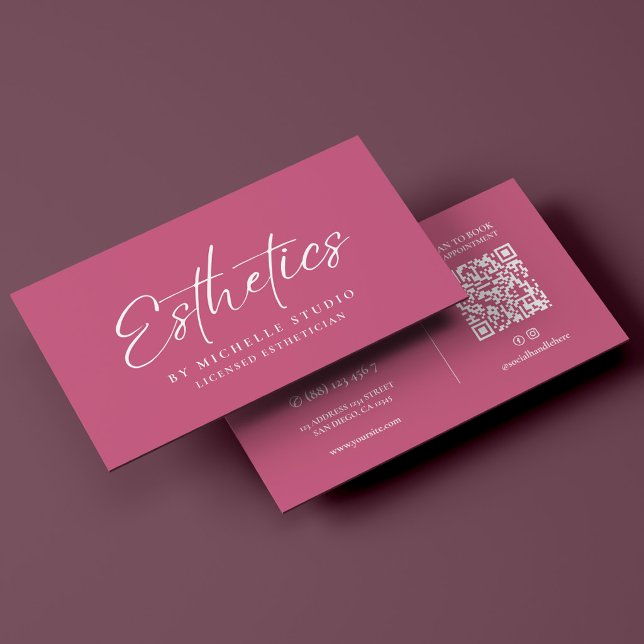 Carte De Visite Esthéticienne Élégante Monogramme Rose Blanc (Elegant Monogram Esthetician Pink White Business Card
)
