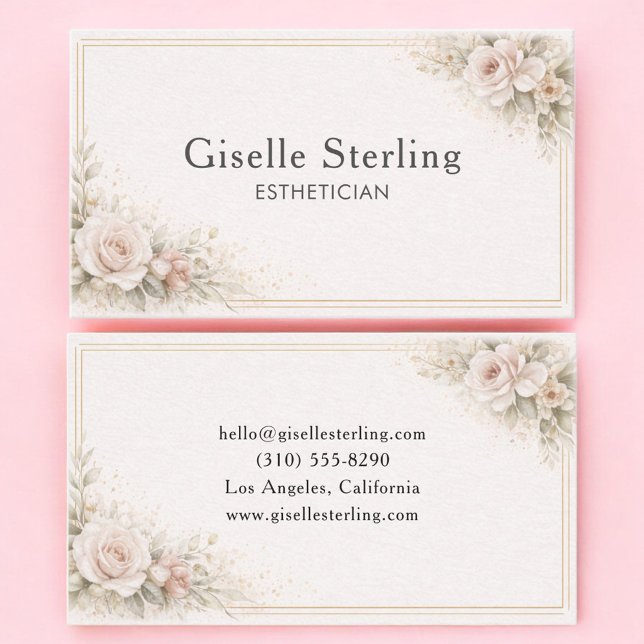 Carte De Visite Esthéticienne Fleur Neutre Professionnel (Créateur téléchargé)