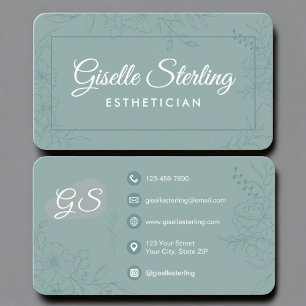 Carte De Visite Esthéticienne Floral Vert Sarcelle