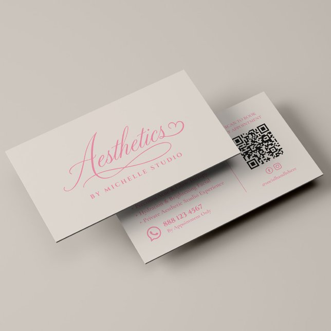 Carte De Visite Esthéticienne licenciée élégante Script Rose sable (Elegant Licensed Esthetician Script Sand Pink Business Card
)