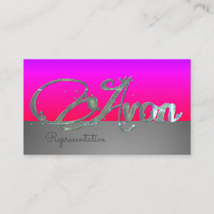 Carte De Visite Esthétique avon personnalisée rose et argent