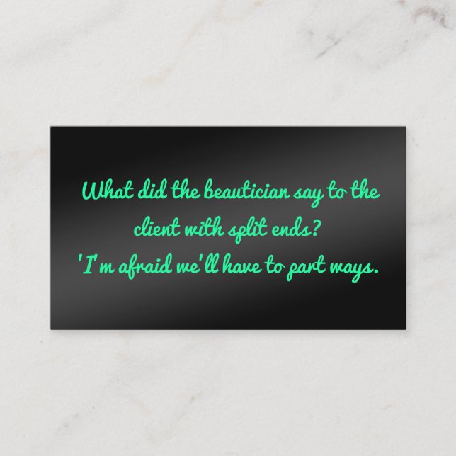 Carte De Visite Esthétique de beauté humoristique (Devant)