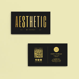 Carte De Visite Esthétique esthétique Qr Code Logo Noir Et Or
