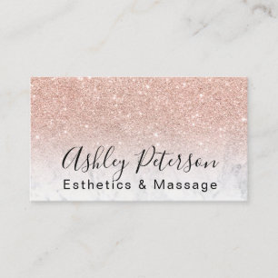 Carte De Visite Esthétique massage script marbre rose or parties s