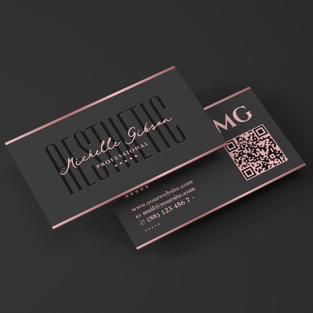Carte De Visite Esthétique minimale rose Noir Beauté professionnel (Minimal Aesthetic Pink Black Professional Beauty Business Card
)