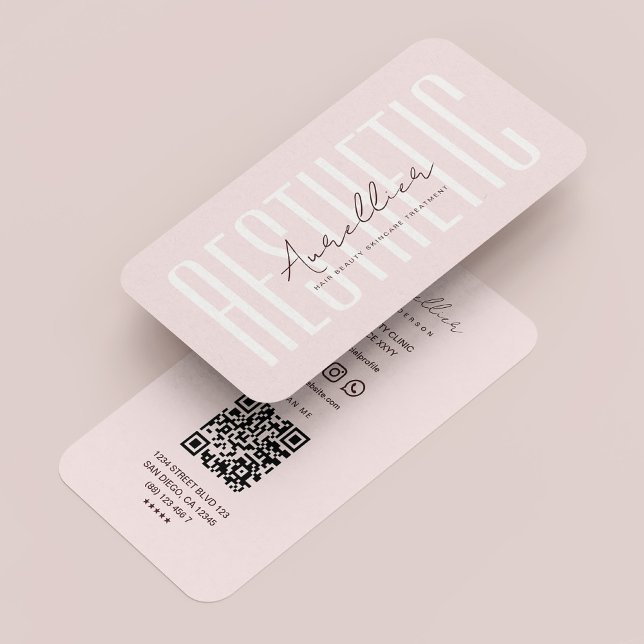 Carte De Visite Esthétique moderne Pearl rose esthétique (Modern Esthetician Pearl Pink Aesthetic Business Card
)
