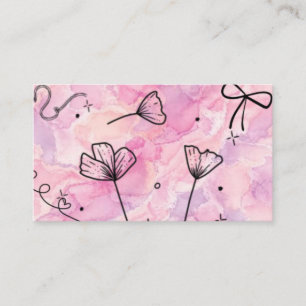 Carte De Visite Esthétique rose aquarelle &