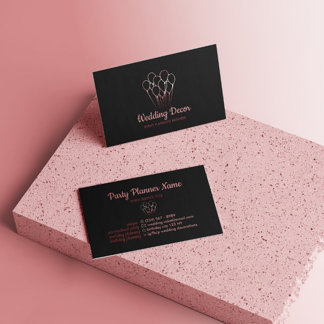 Carte De Visite Esthétique Rose Gold Ballon (Balloon Rose Gold Aesthetic Business Card)