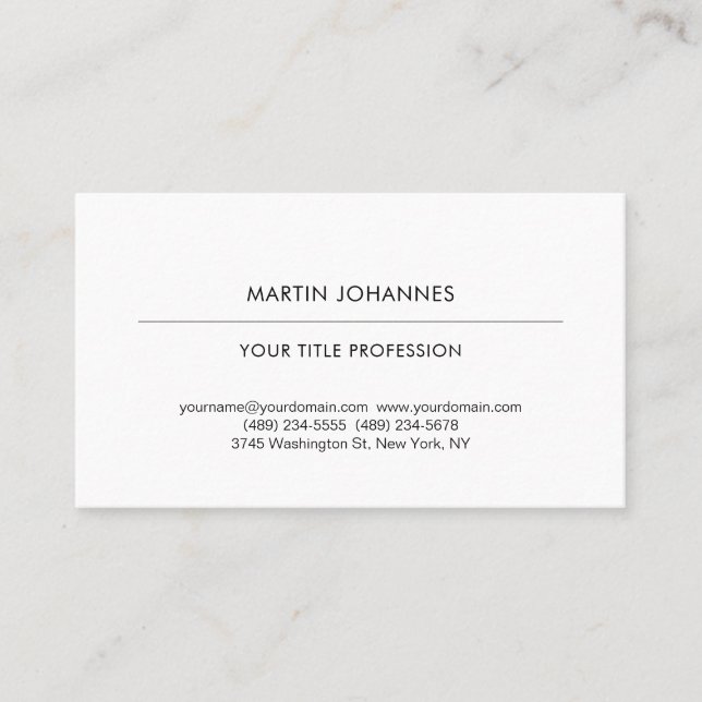 Carte De Visite Esthétique Simple Professionnel Noir & Blanc Moder (Devant)