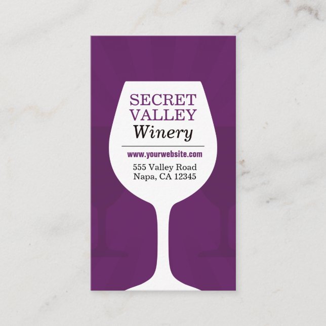 Carte De Visite Établissement vinicole pourpre moderne (Devant)