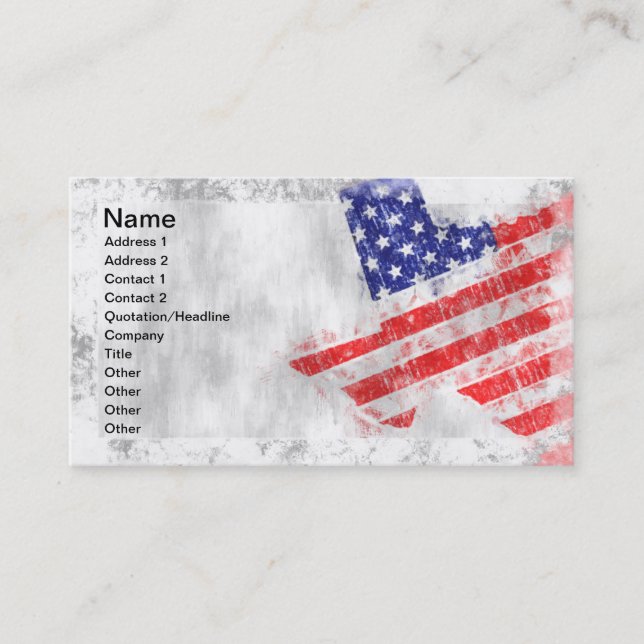 Carte De Visite État du Drapeau Américain du Texas (Devant)