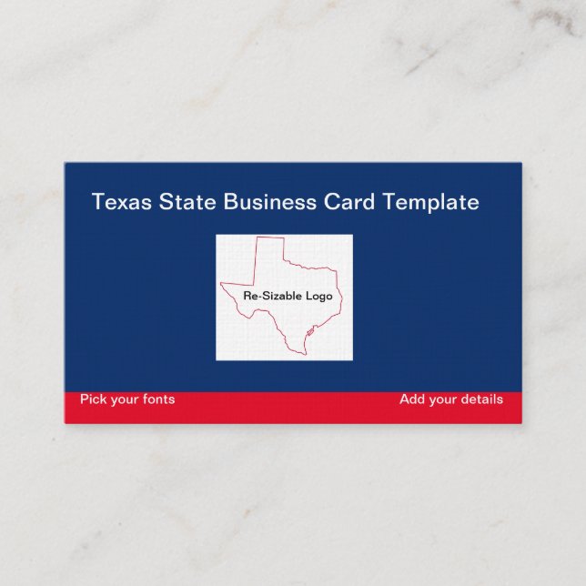 Carte De Visite État du Texas rouge, bleu blanc (Devant)
