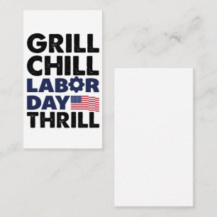 Carte De Visite Etats-Unis Grill Chill Fête du Travail Thrill BBQ