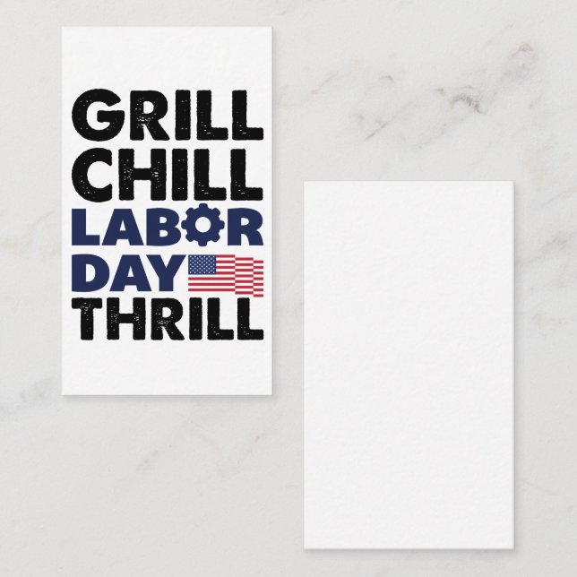 Carte De Visite Etats-Unis Grill Chill Fête du Travail Thrill BBQ  (Devant / Derrière)