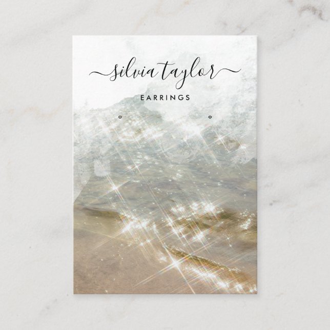 Carte De Visite Été Plage Océan calligraphie étincelante (Devant)