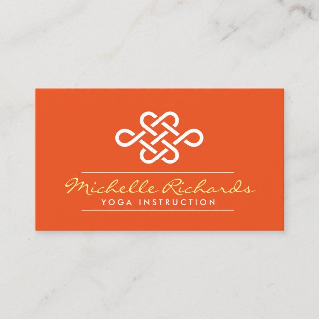 Carte De Visite Eternity Knot Yoga Enseignant, Life Coach Orange (Devant)