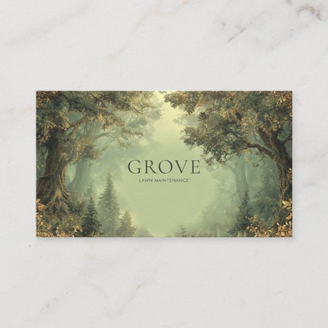 Carte De Visite Ethereal Ancient Tree Forest Archway Olive Green (Devant)