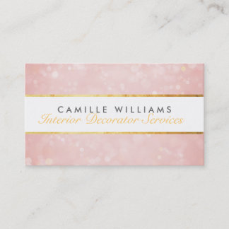 Carte De Visite ETHEREAL BOKEH motif élégant bande d'or corail
