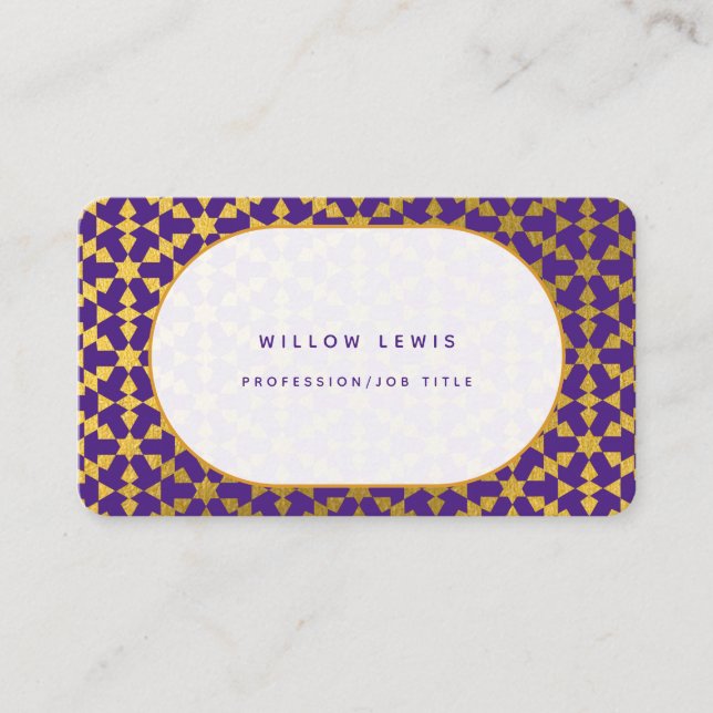 Carte De Visite Ethnic Marocain Purple & Gold Professionnel (Devant)