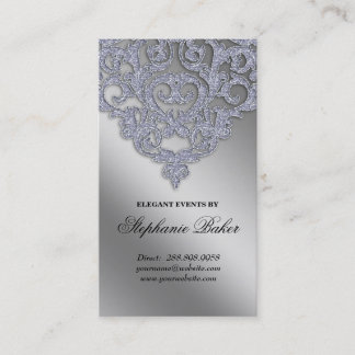Carte De Visite Étincelle d'argent de damassé d'organisateur de