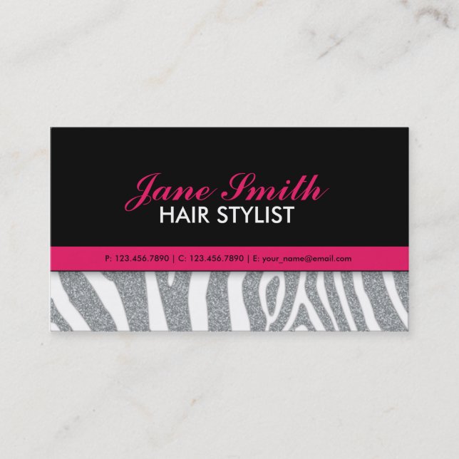 Carte De Visite Étincelle de diamant d'impression de zèbre de (Devant)